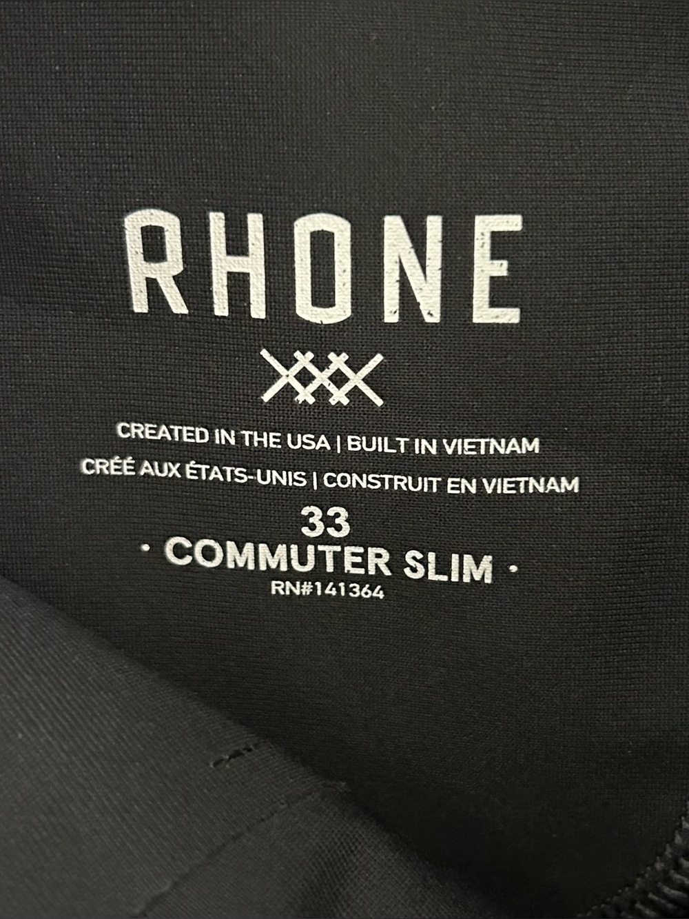 Rhone Commuter Slim Pants Men's 33X32 Performance Stretch Chino Tapered Black - Picture 7 of 11